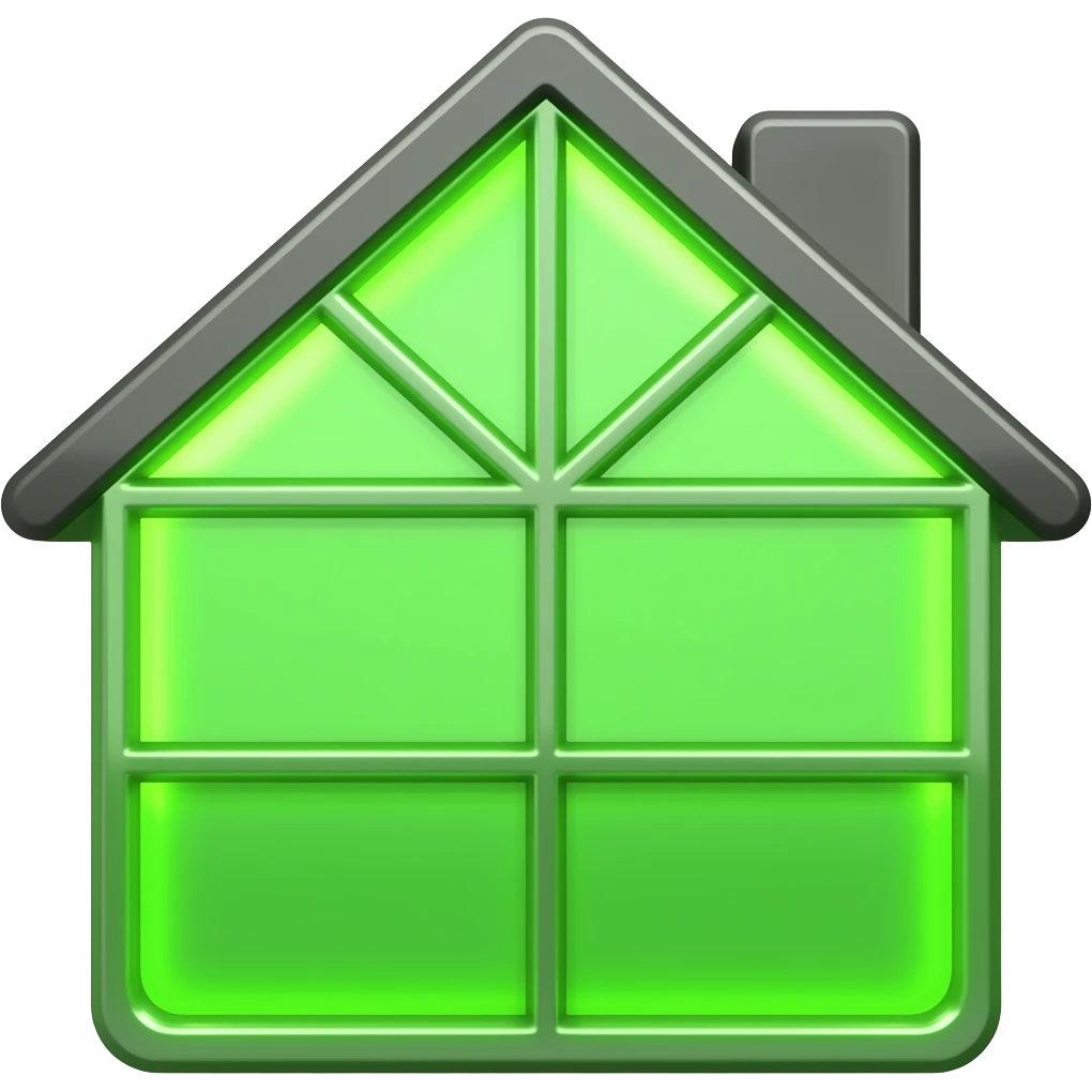 ícone casa lime vidro neon brilho cegante emoji