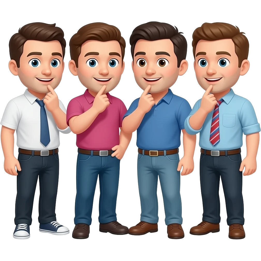 Four big guys playing with their dicks emoji