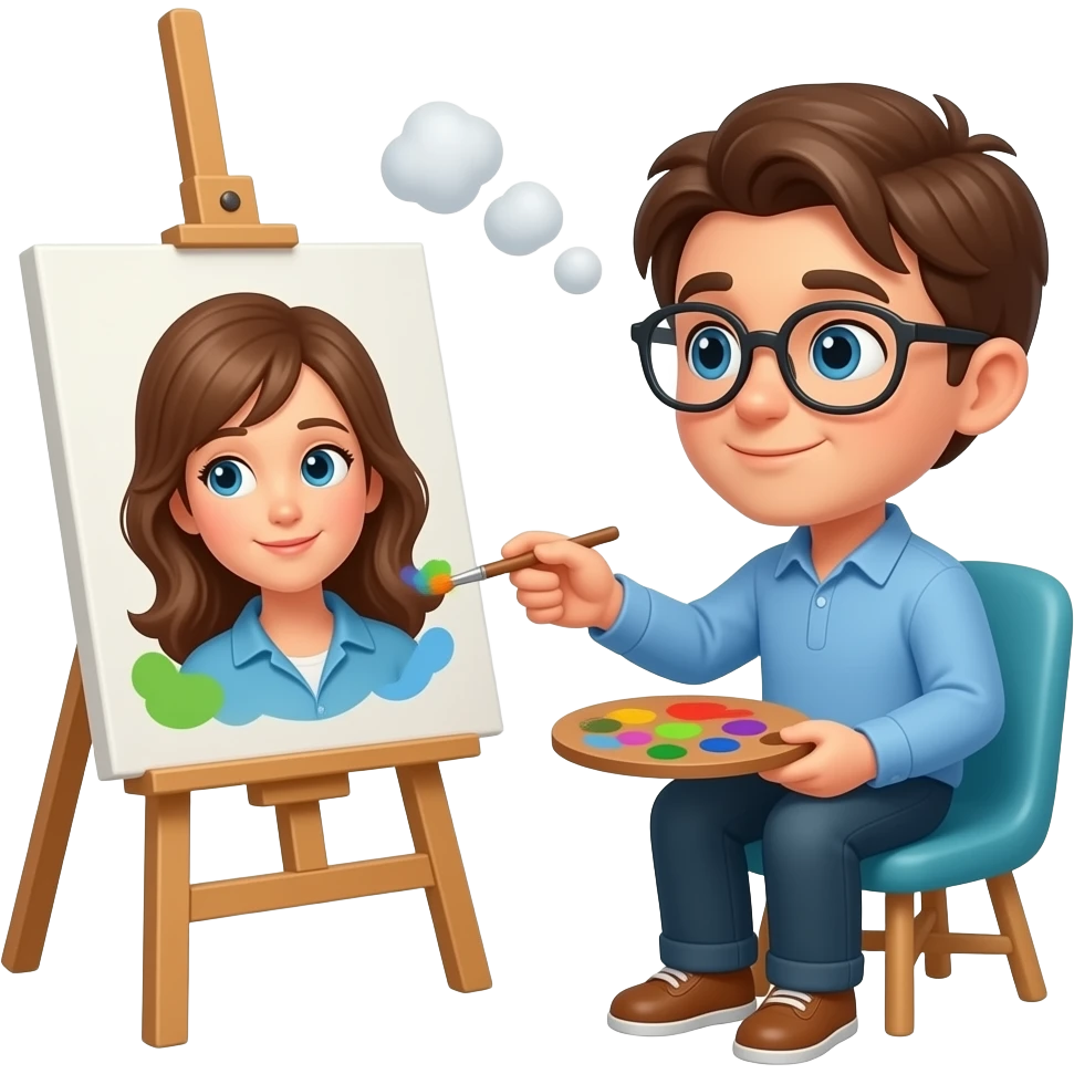 person daydreaming about painting emoji