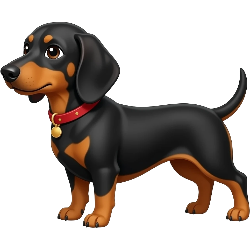 a brunet girl with her dachhund emoji
