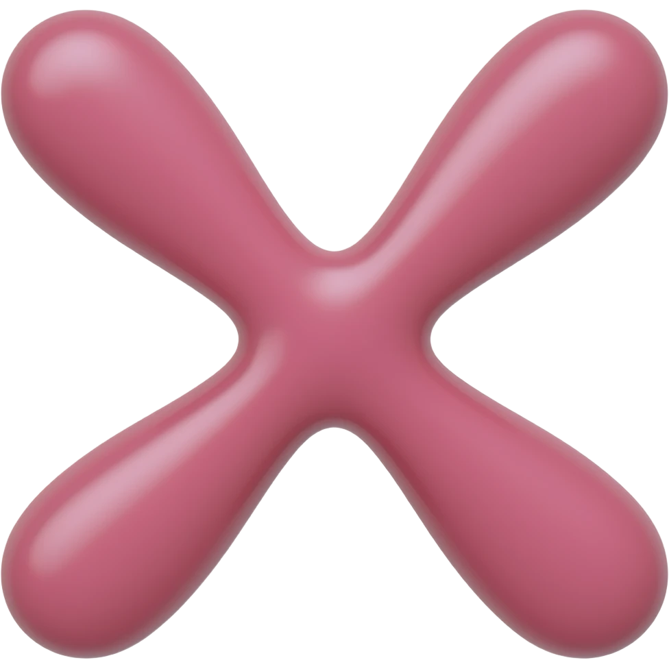 pink chromosome on white background without connections as lines between arms just two arms of chromosome emoji
