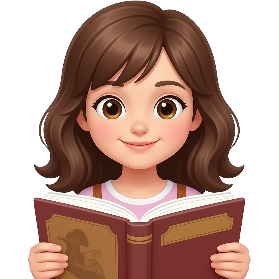Stories reading girl with brown hair emoji