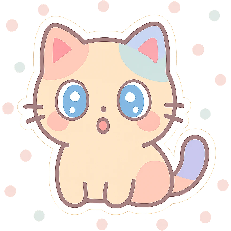 cute cat sticker, surprised, big eyes, kawaii style emoji