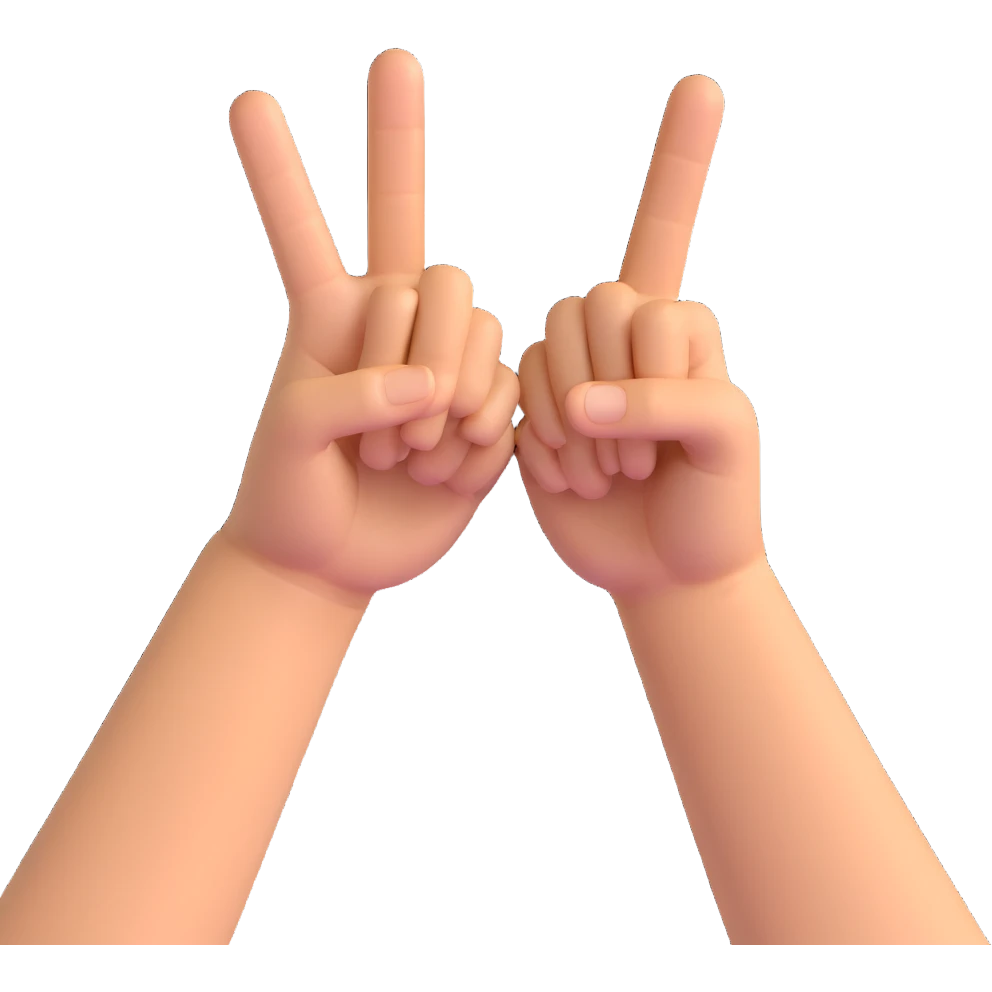hand making nah gesture, back of hand facing forward, fingers together, slight top-down view, modern 3D emoji style emoji