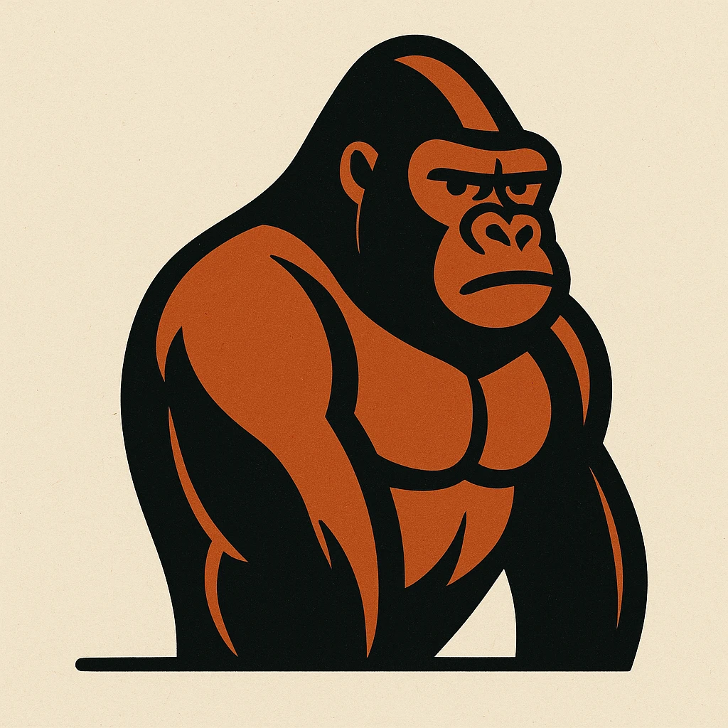 a gorilla with no legs, stylized, bold lines, minimal background emoji