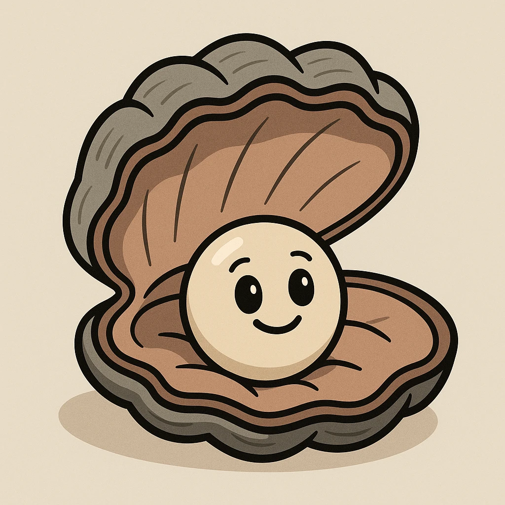 a simple oyster shell with a pearl inside emoji