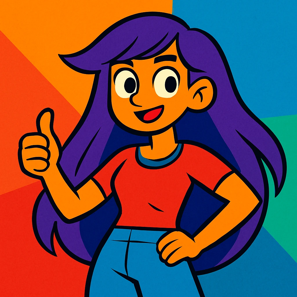 character with long purple hair, vibrant toon style emoji
