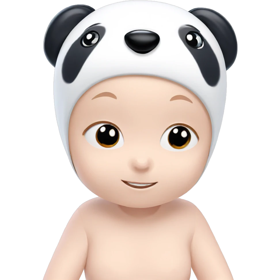 smiling girl with panda backdrop emoji