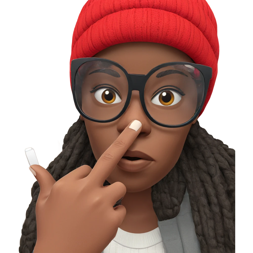 girl in beanie and glasses emoji