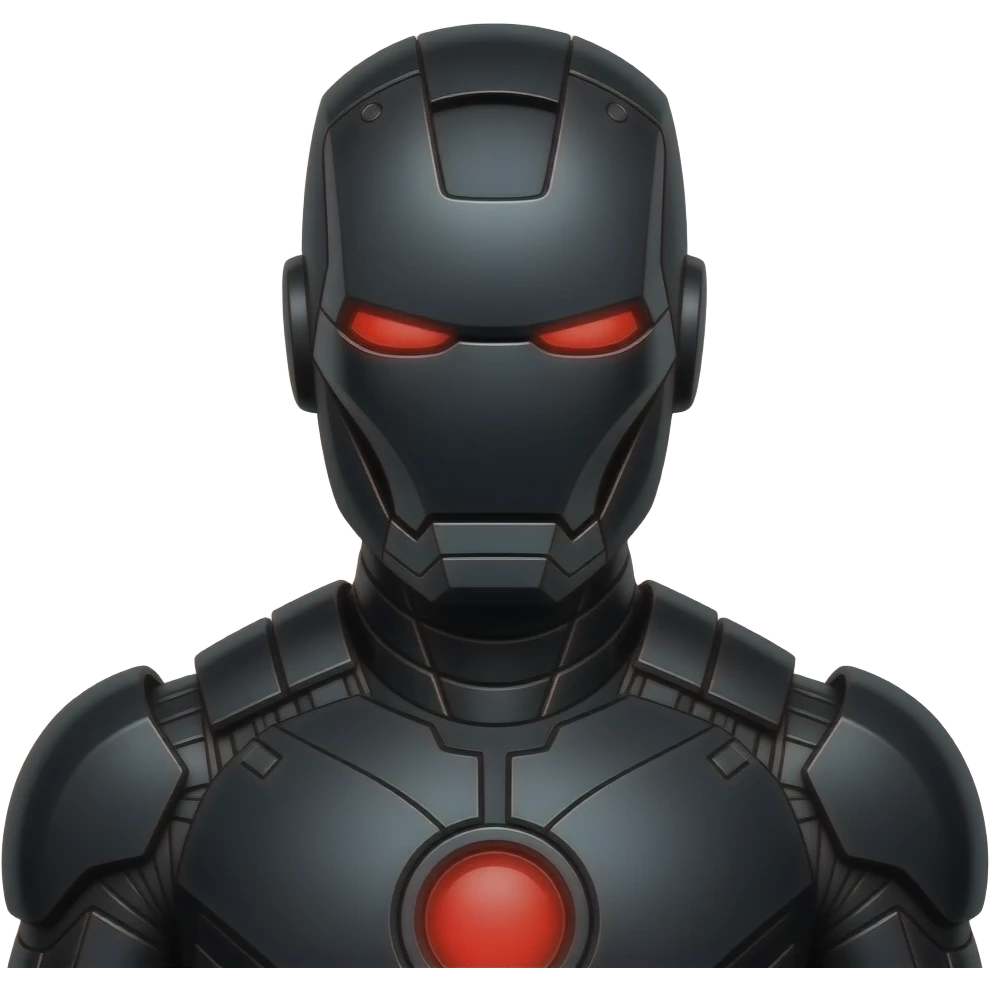 iorn man in full black iron man suit with red eyes emoji