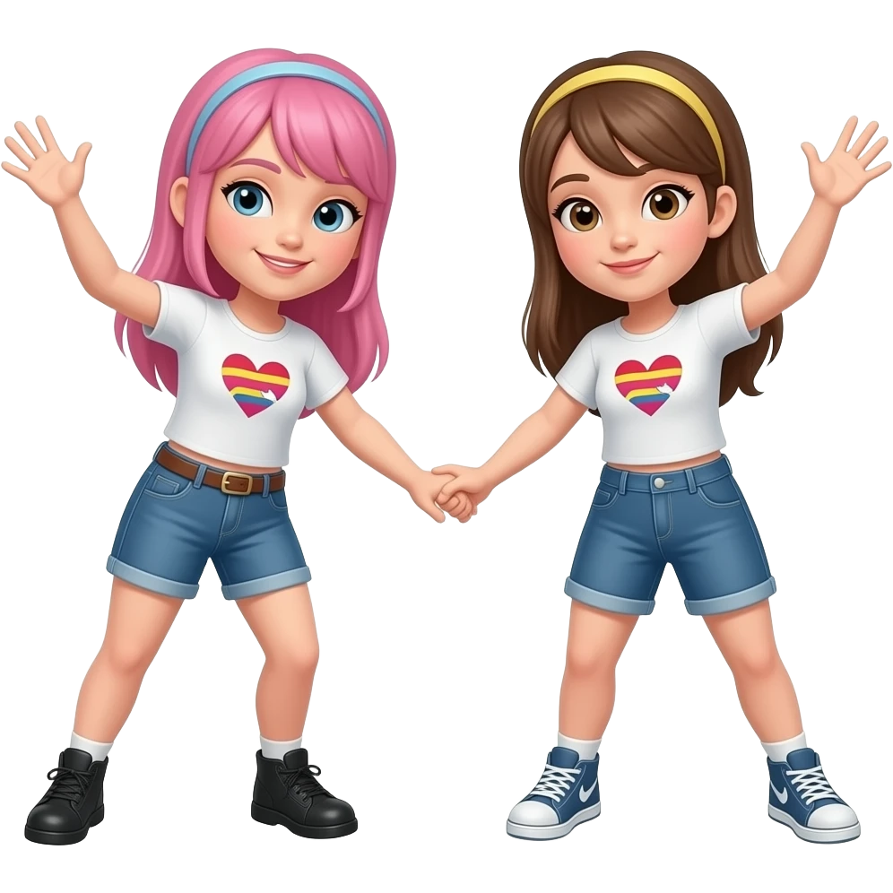 Two girls doing the lesbian scissor move gay emoji
