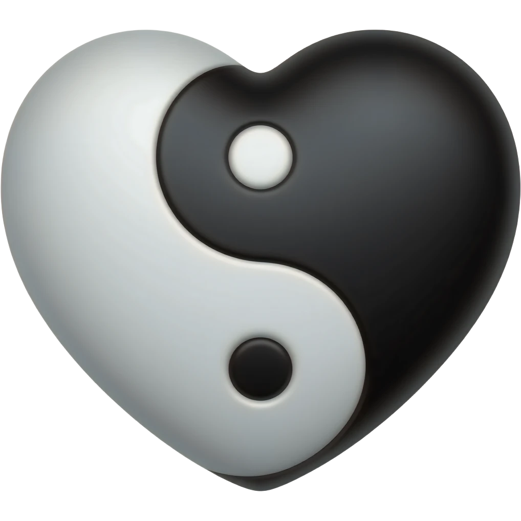 Black white Yinyang heart emoji