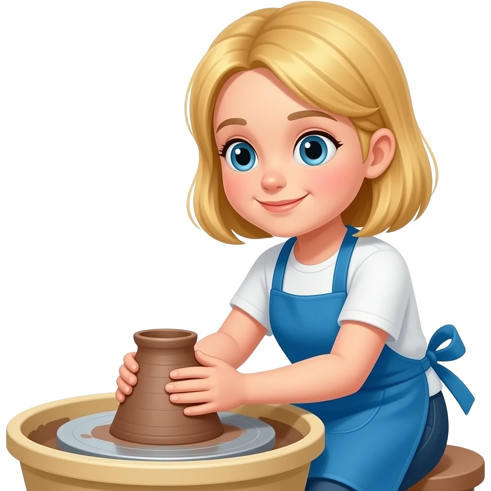Blond girl doing pottery, simple emoji