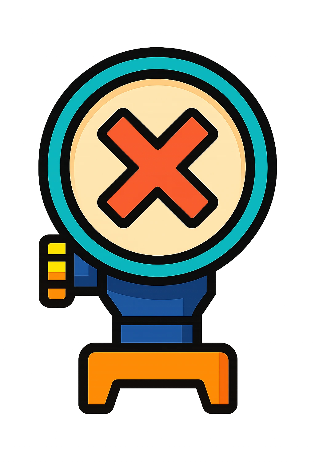 A scope or head with a red 'X', sharp and clear, bold lines emoji