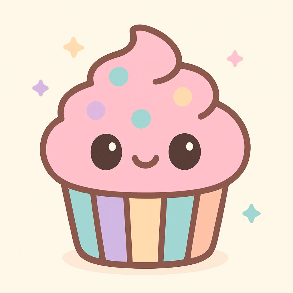 simple and cute cupcake with pink icing emoji