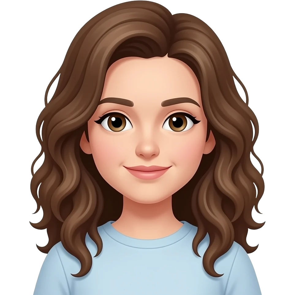 有微微卷曲的啡色長長頭髮 emoji