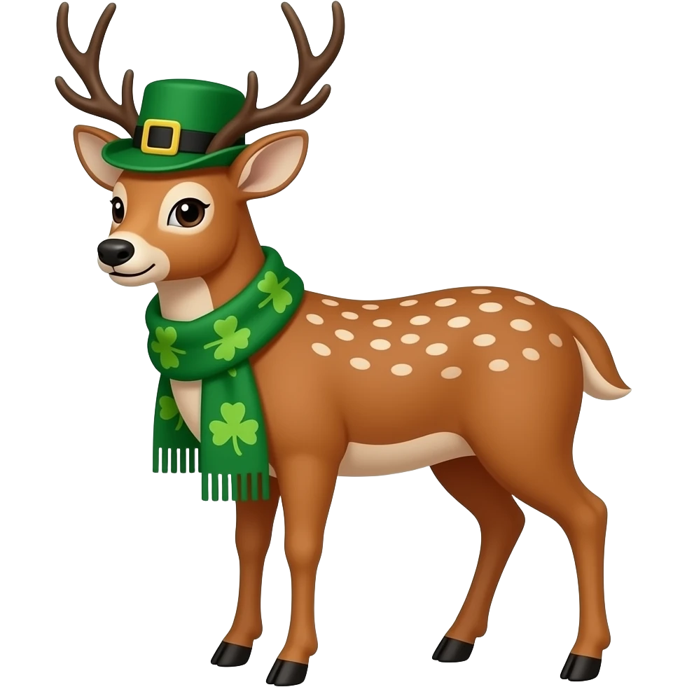 Deer dressed for St Patrick’s day emoji