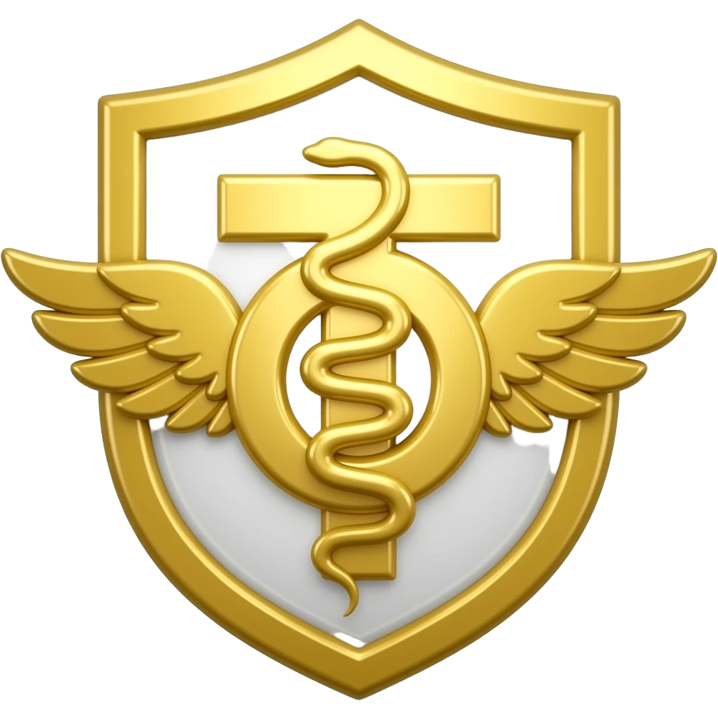 Crie um emoji do símbolo da terapia ocupacional todo dourado. E ele é um brasão que contém as serpentes entrelaçadas formando a letra “T”, com a letra “O” superposta. O design inclui asas. emoji