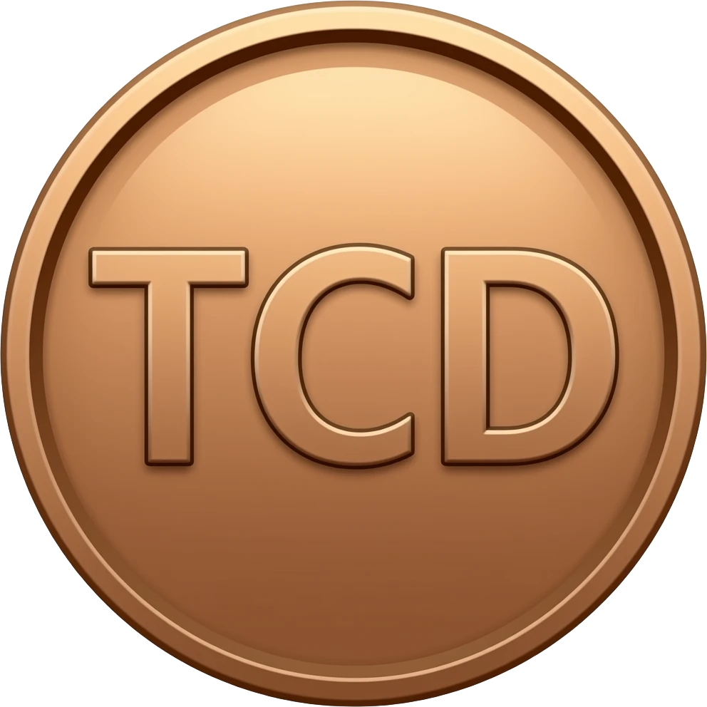 Бронзовая монета с надписью TCD emoji