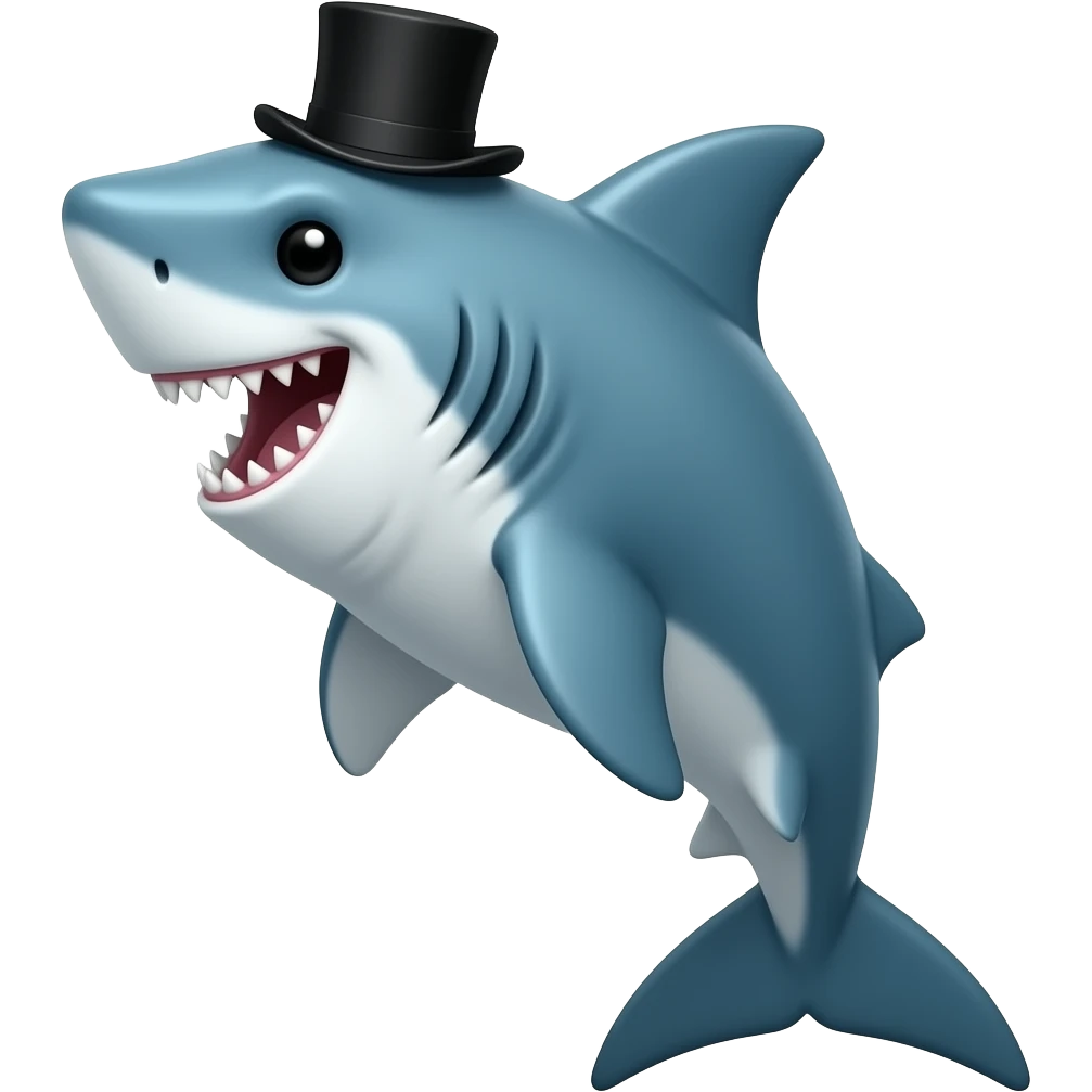 Shark with a top hat emoji