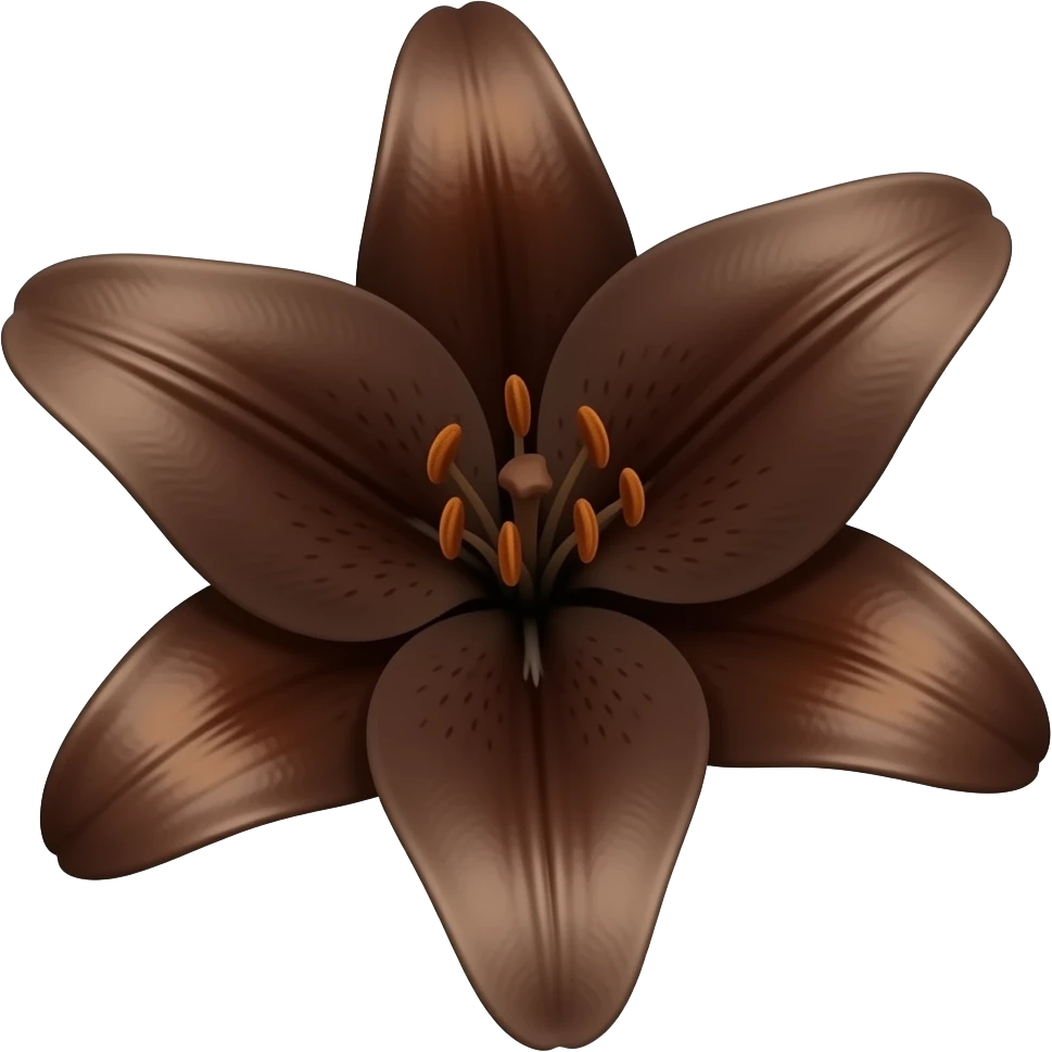 A dark brown flower with lily petals emoji