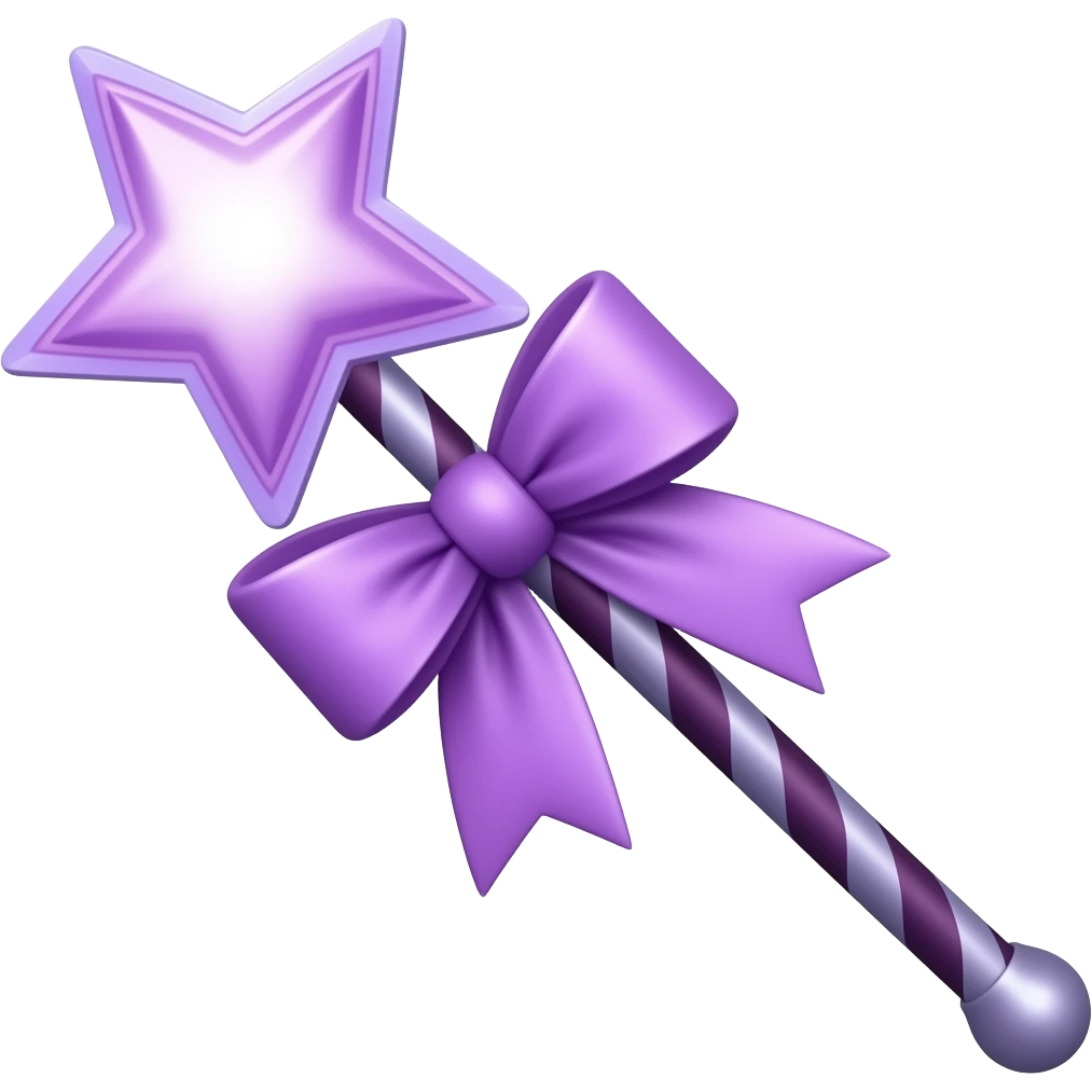 Purple ribboned purple magic wand emoji