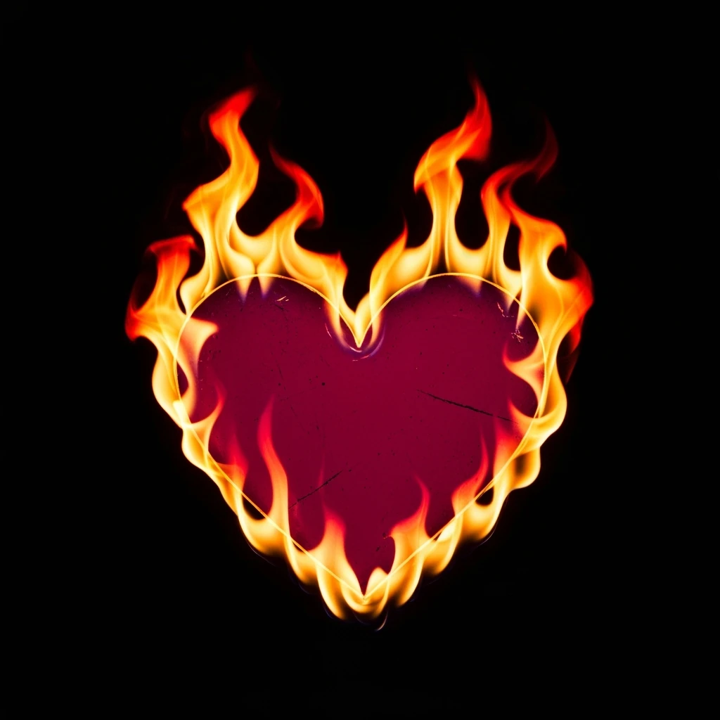 cute emo heart with flames emoji