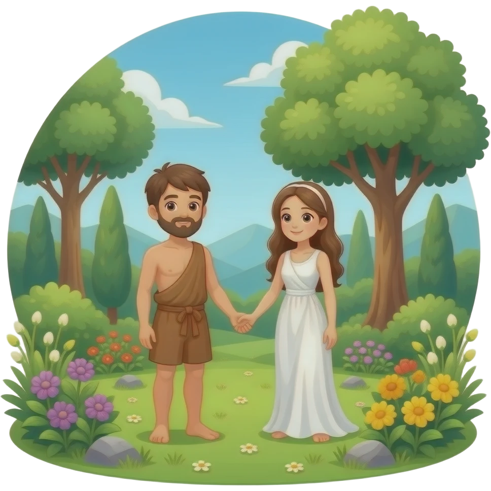 Adam and Eve in the garden of eden emoji