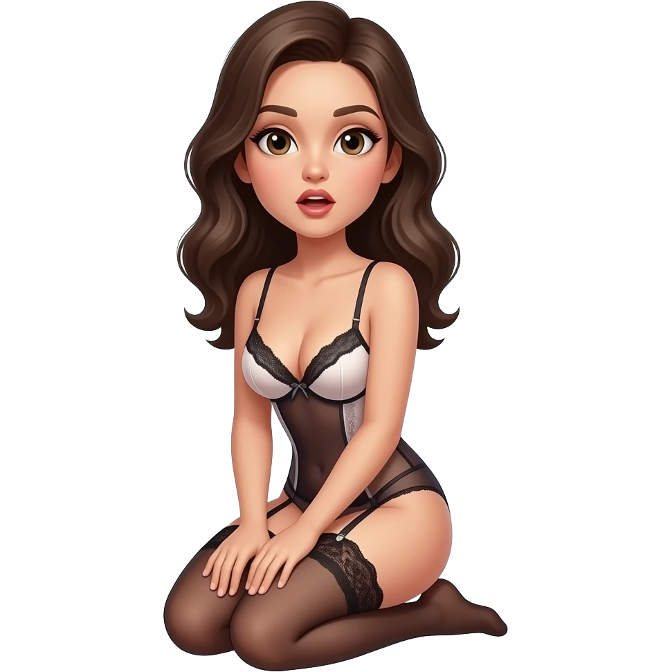 Wife lingerie mouth open on knees emoji