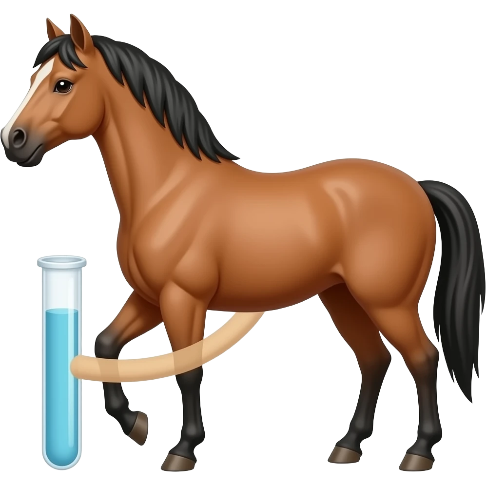 Test tube with legs on a horse emoji
