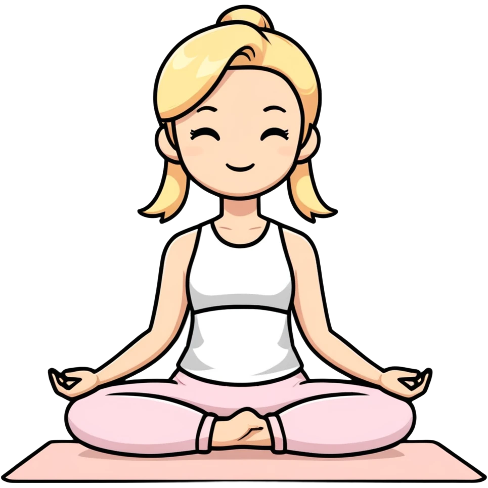 blonde yoga girl light pink clothes n emoji