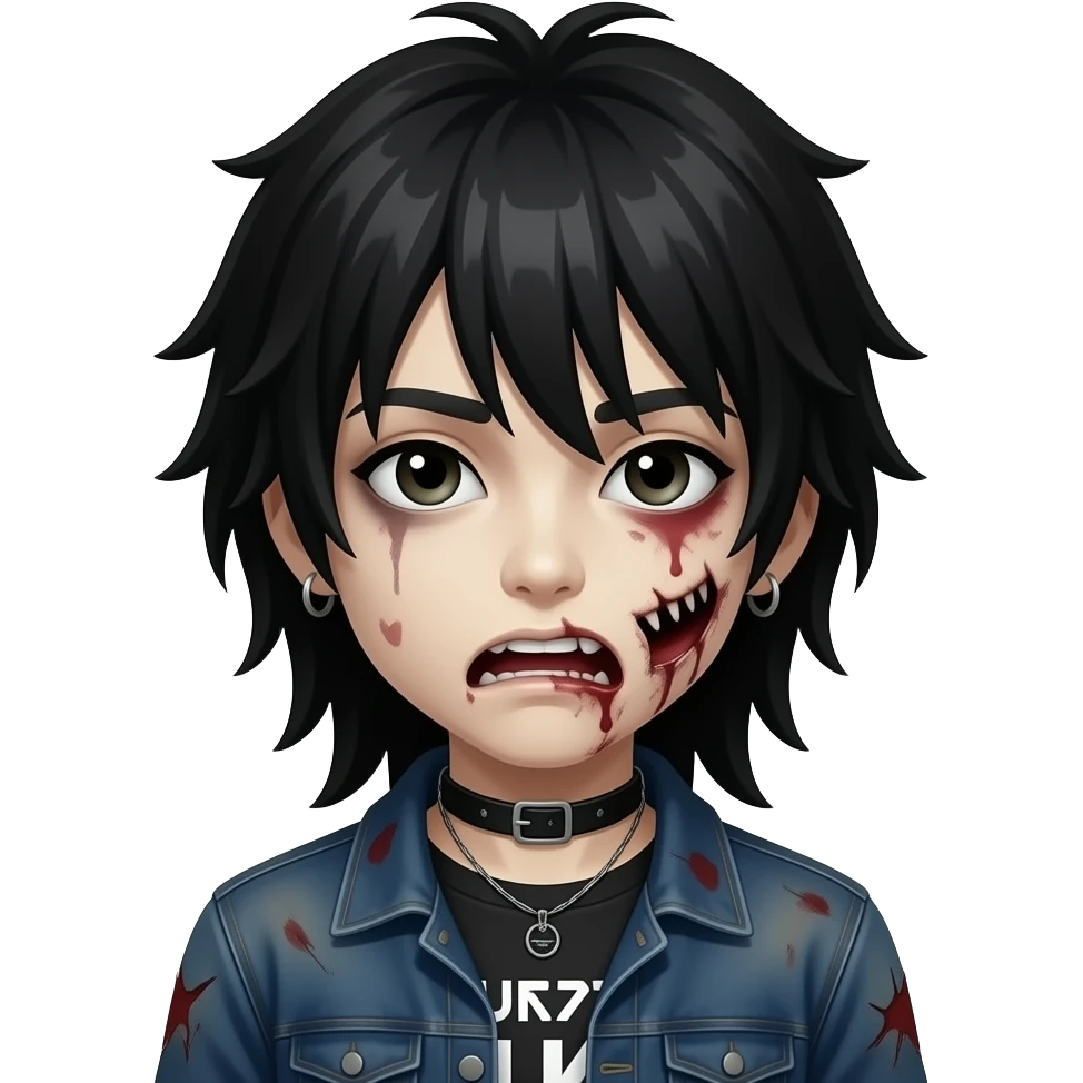 зомби эмо черные волосы emoji