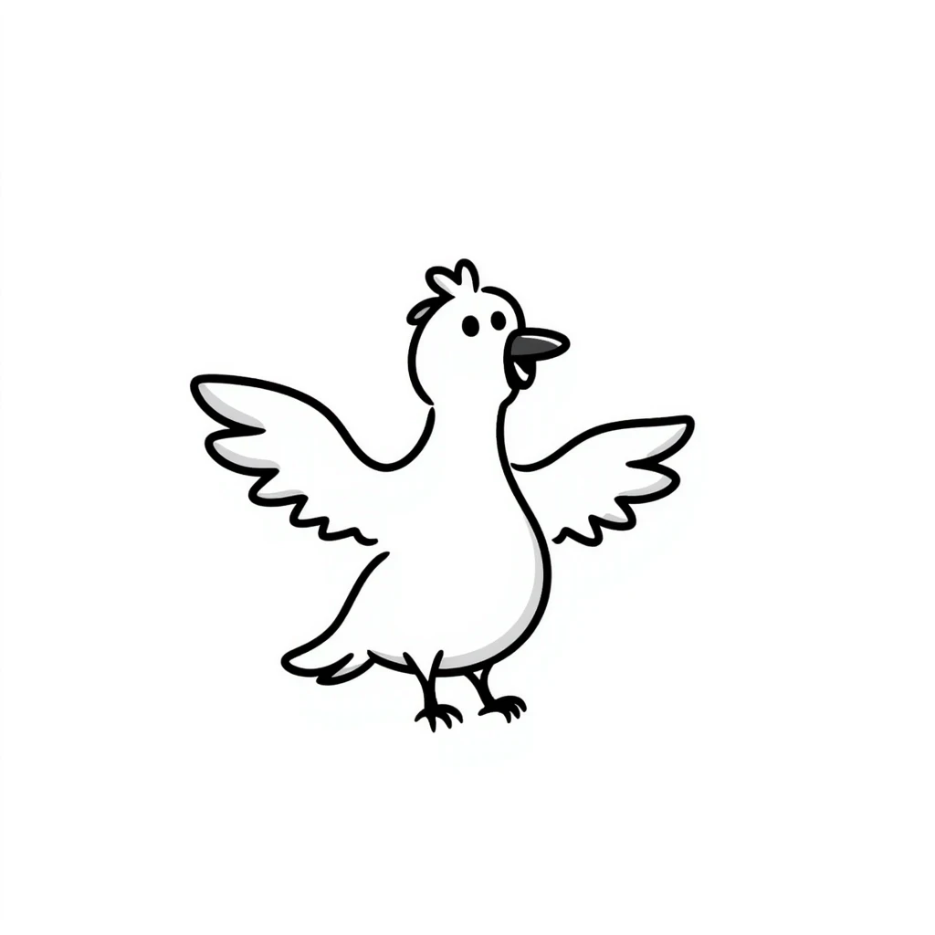 a bird with a garlic-shaped body, hand drawn doodle style emoji