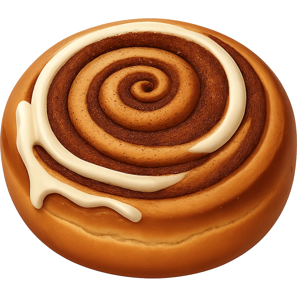 Add more cinnamon to the cinnamon roll with a swirl in the style of apple emojis. Keep the emoji style and no background. emoji