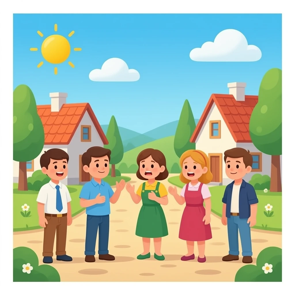 quiero un pueblo que salgan personas hablando entre ellas y una de ellaseste asustada emoji