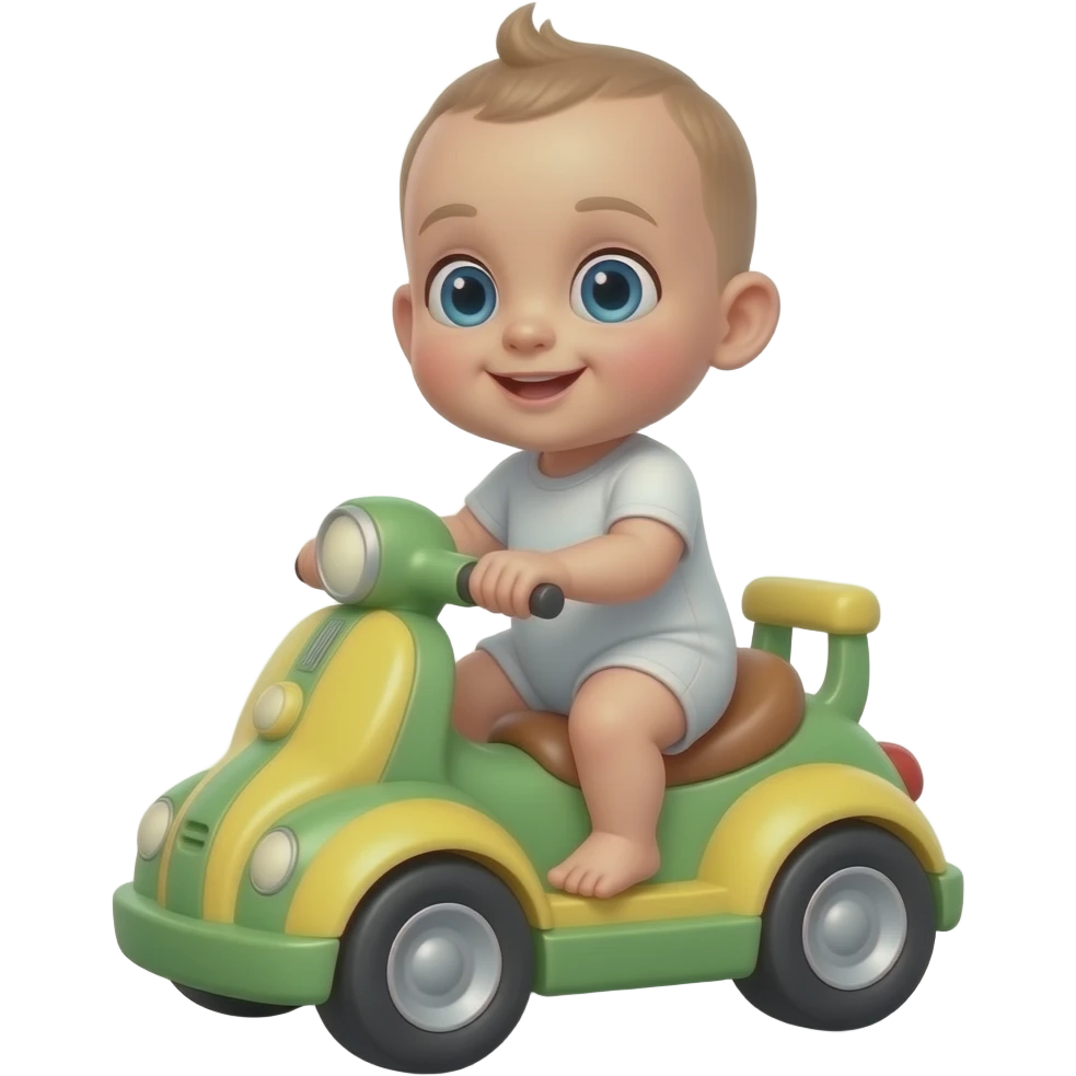 Baby Raddy from sprunki riding on the toy emoji