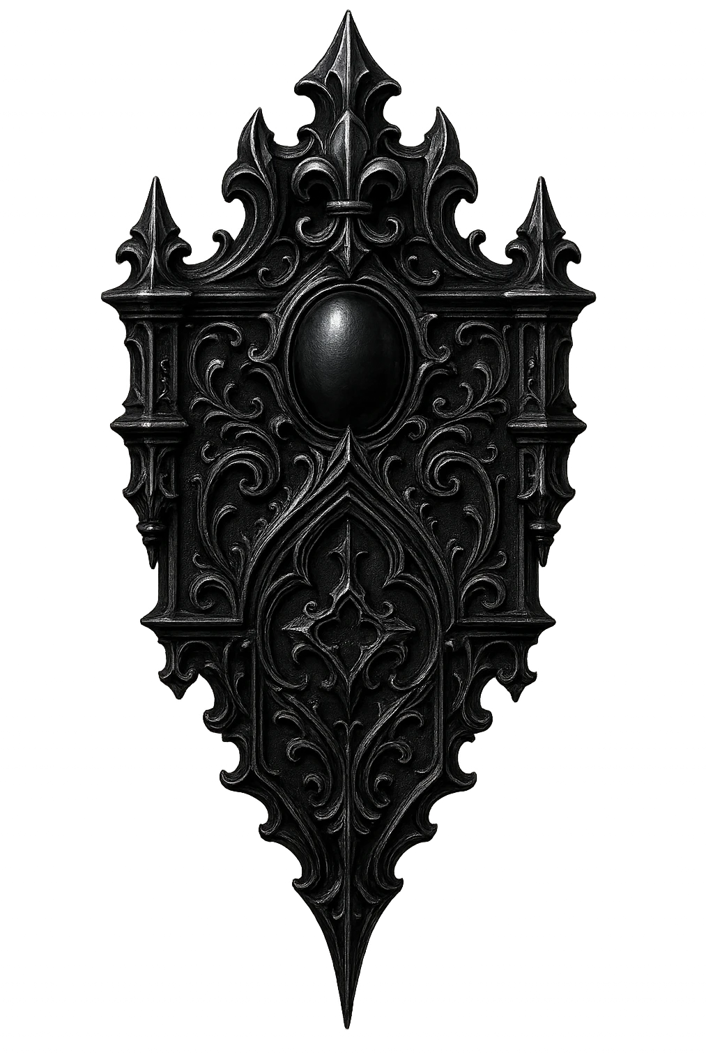 gothic object, black and silver, dramatic and stylish, no background emoji