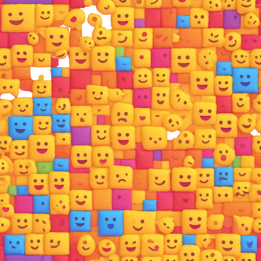 A chaotic patchwork quilt emoji with mismatched symbols and icons, evoking a deliberately absurd and brain-melting feel, grotesque and nonsensical emoji