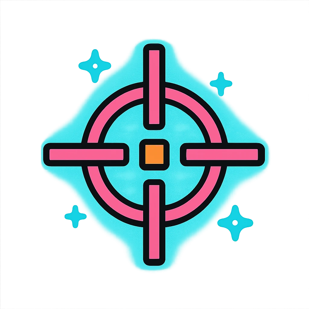 Valorant crosshair icon, color outlined style, with a glowing effect emoji