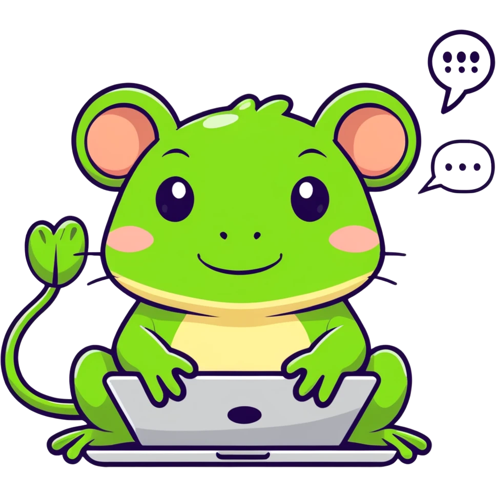 Frog FaceTiming a rat emoji