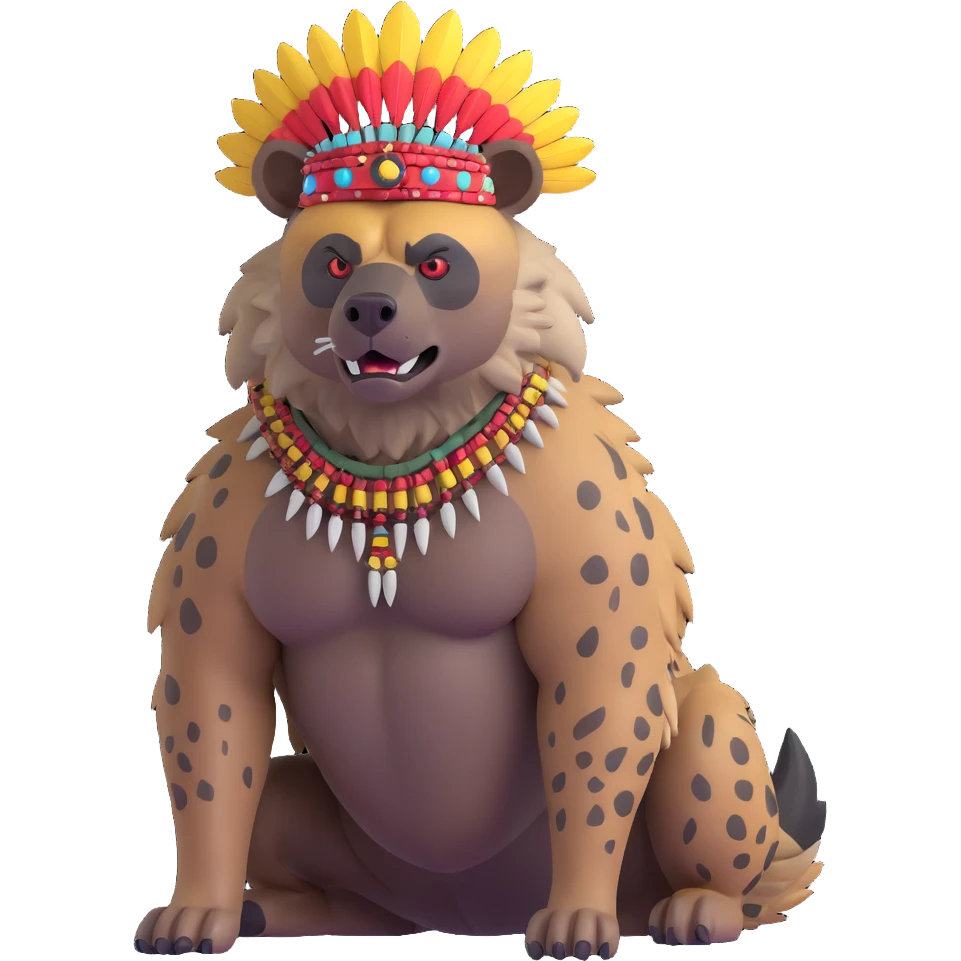 A native strong buff hyena with war bonnet  emoji