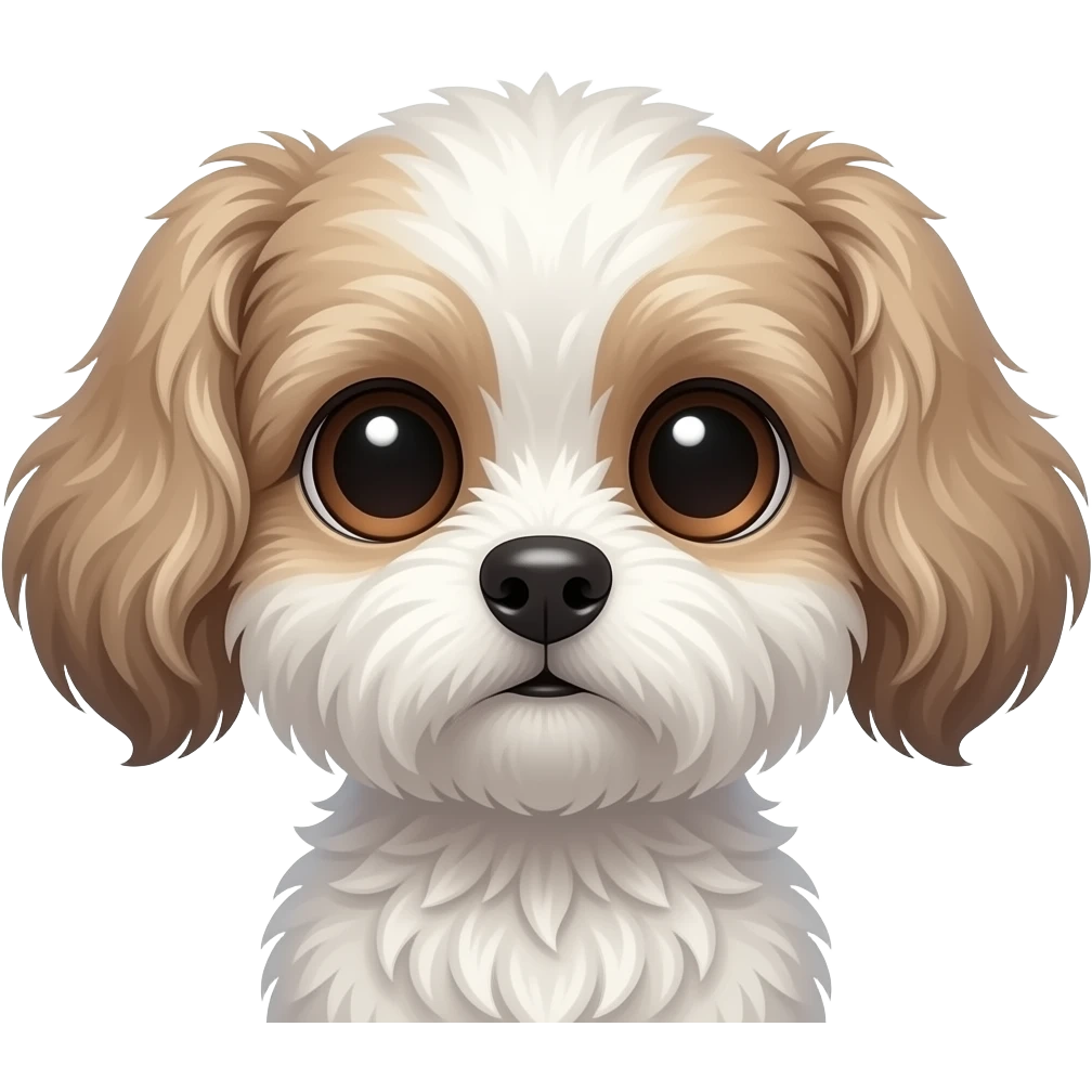 Very small fluffy most cutty dog, for profile, look front emoji