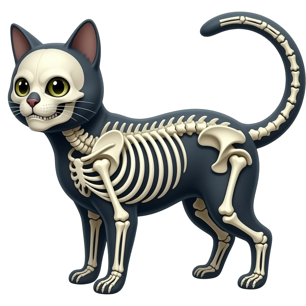 A skeletal Xenomorph-cat emoji