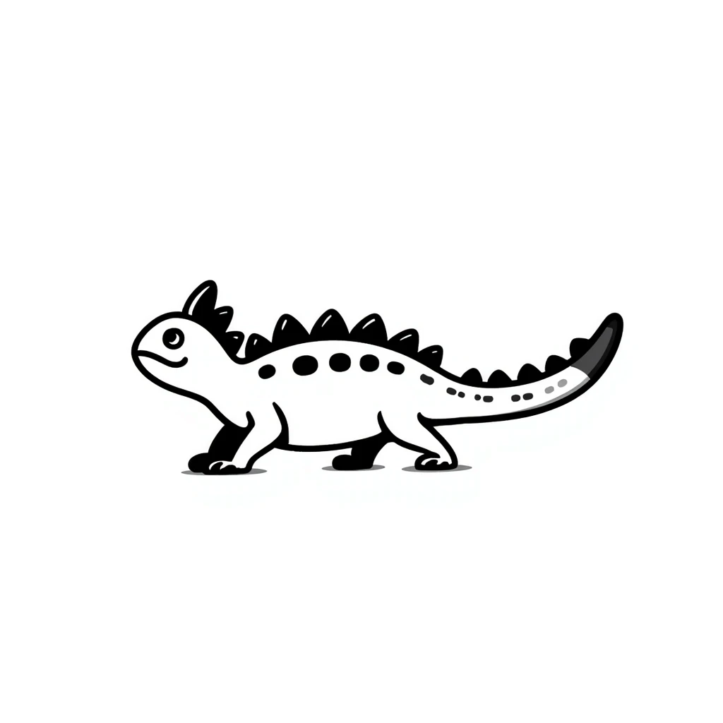 Hand-drawn iguana with spiky back and long tail emoji
