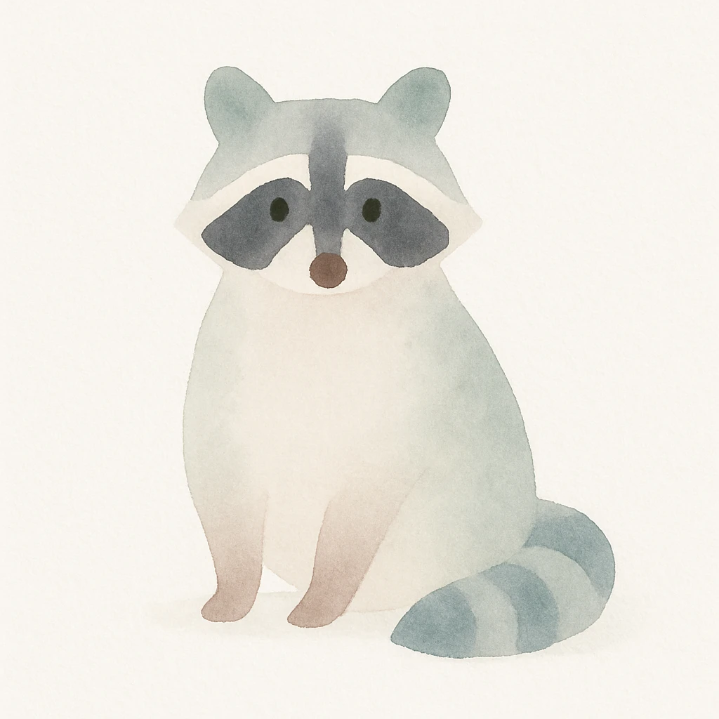 raccoon in watercolor art style emoji