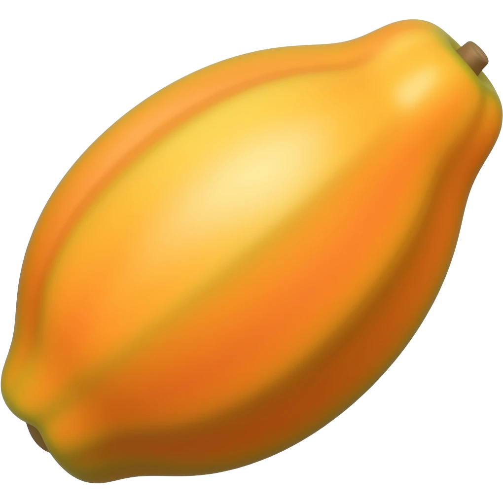 a papaya, polished realistic rendering, Vibrant colors with natural tones, diagonal side angle emoji