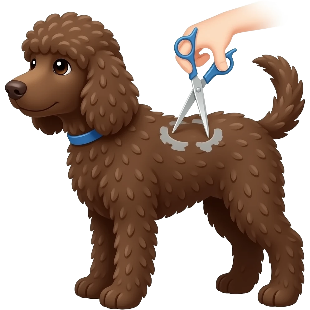 Сделай собаку породы лаготто раманойло ( она должна быть коричневая) и она должна быть на грумминге (давай изобразим груминг, как ножницы) emoji