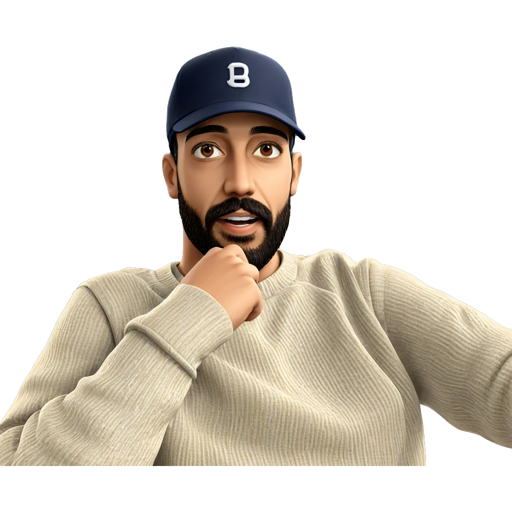 confident man in baseball cap emoji