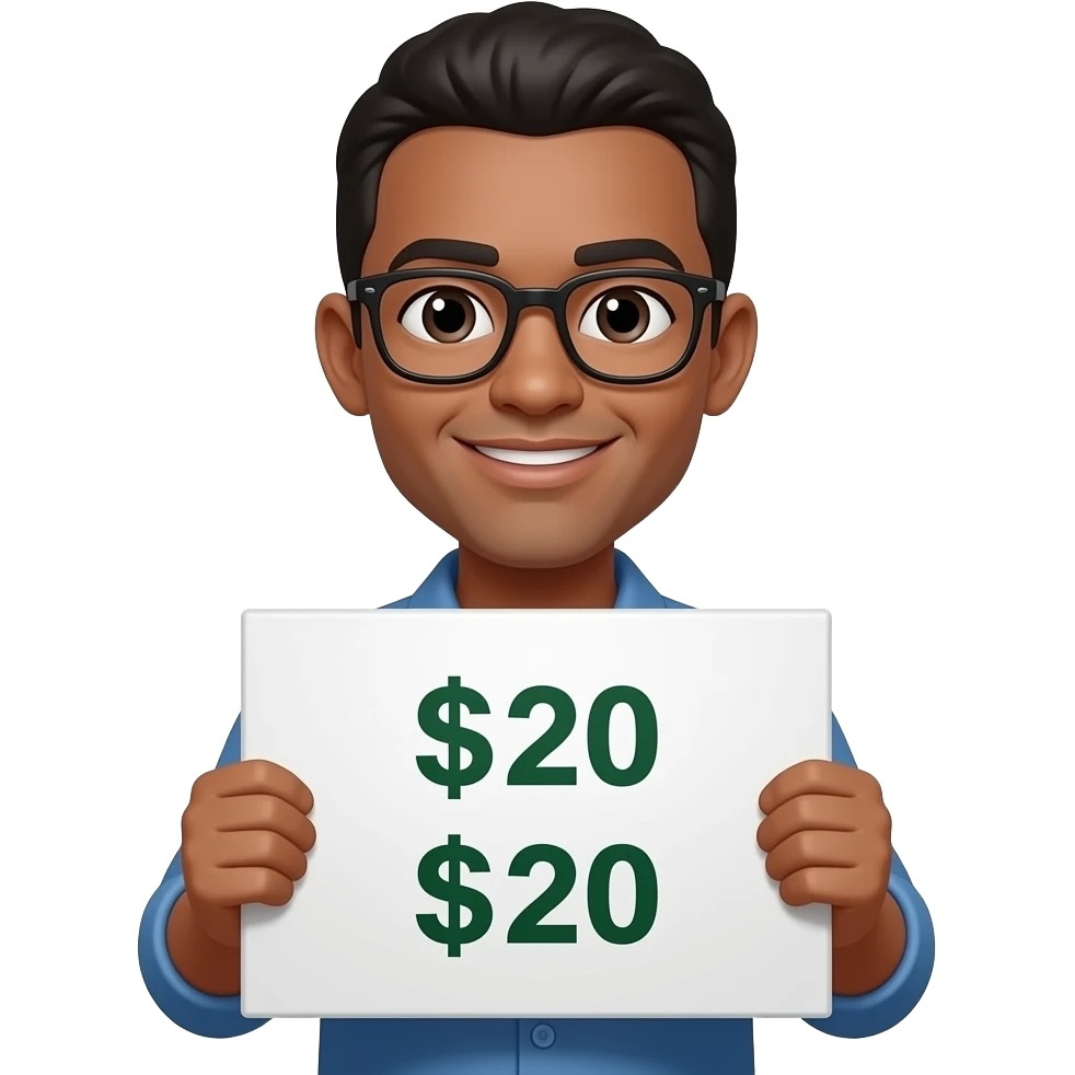 me holding a sign that says $20 dollars is $20 dollars emoji