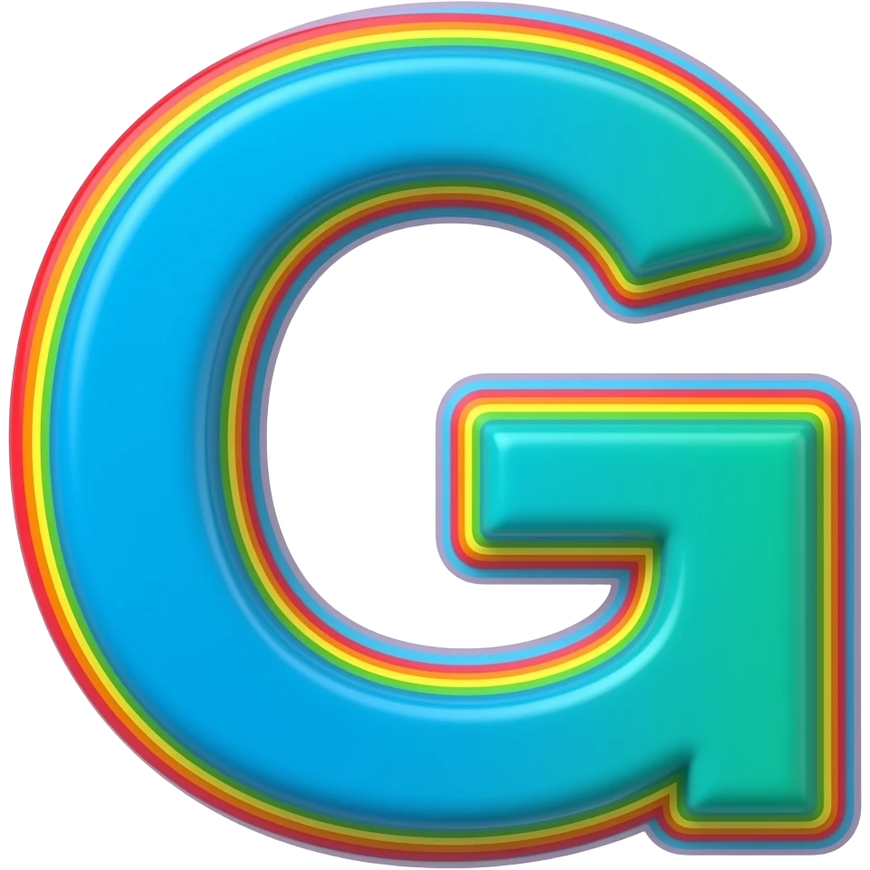 name "gabanna" in bright blue teal green 3D style typography lettering, each color of the rainbow as a border outlined around each letter, isolated, 3d rendering, no emoji icons no emoji faces and must have no human figures emoji